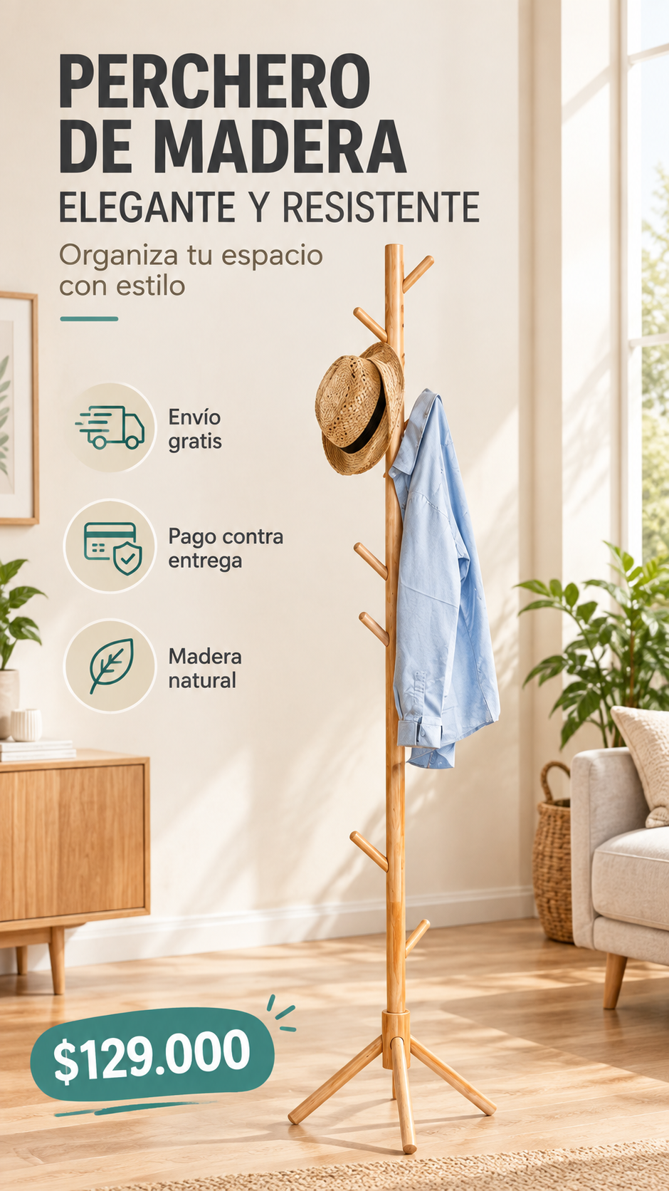 Perchero De Madera Ropa