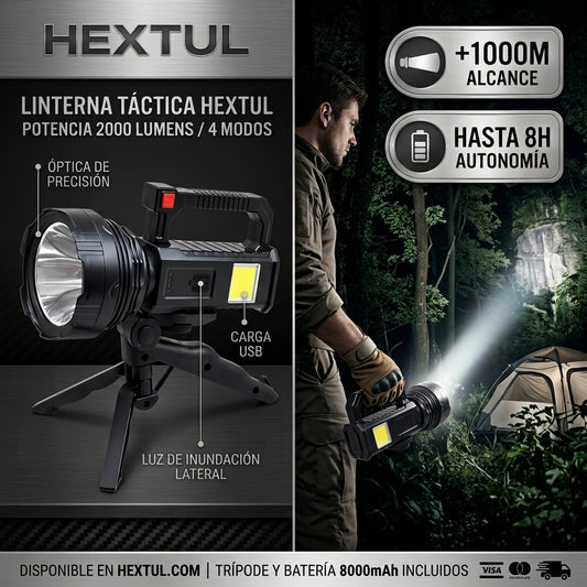 🔦 LINTERNA LED HEXTUL DE ALTO ALCANCE